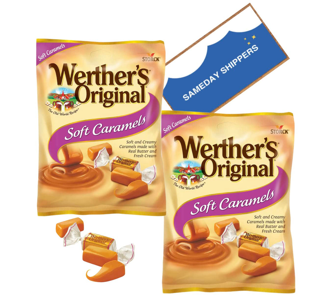 WERTHERS' ORIGINAL | SOFT CARAMELS Candies | 2 Pack, 2.22-Oz. Bags, Sameday Shipping Offers Free Pen