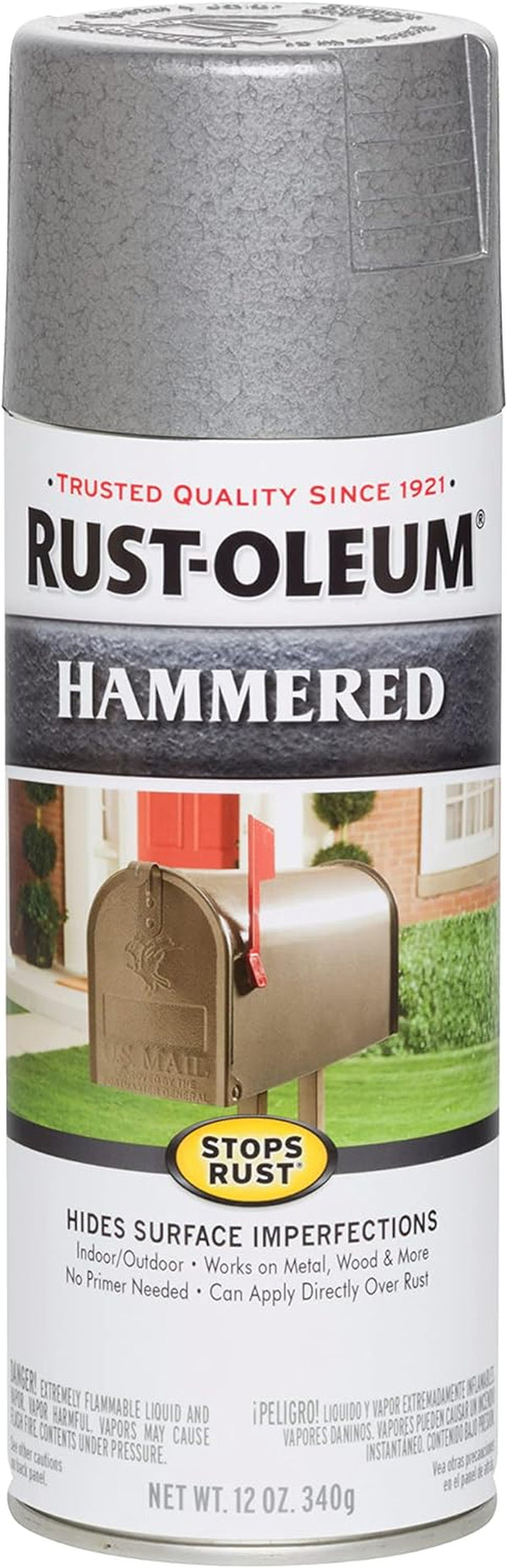 Rust-Oleum 7213830 Stops Rust Hammered Spray Paint, 12 Oz, Silver, 12 Ounce (Pack of 1)