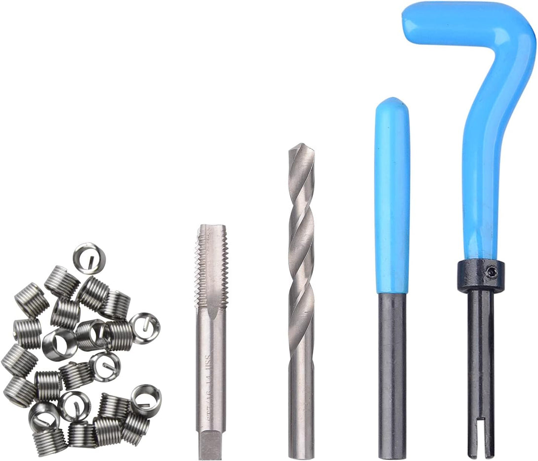 DAYUAN 131PC SAE Thread Repair Kit, HSS Drill Helicoil Kit Standard, 1/4" 5/16" 3/8" 7/16" 1/2"