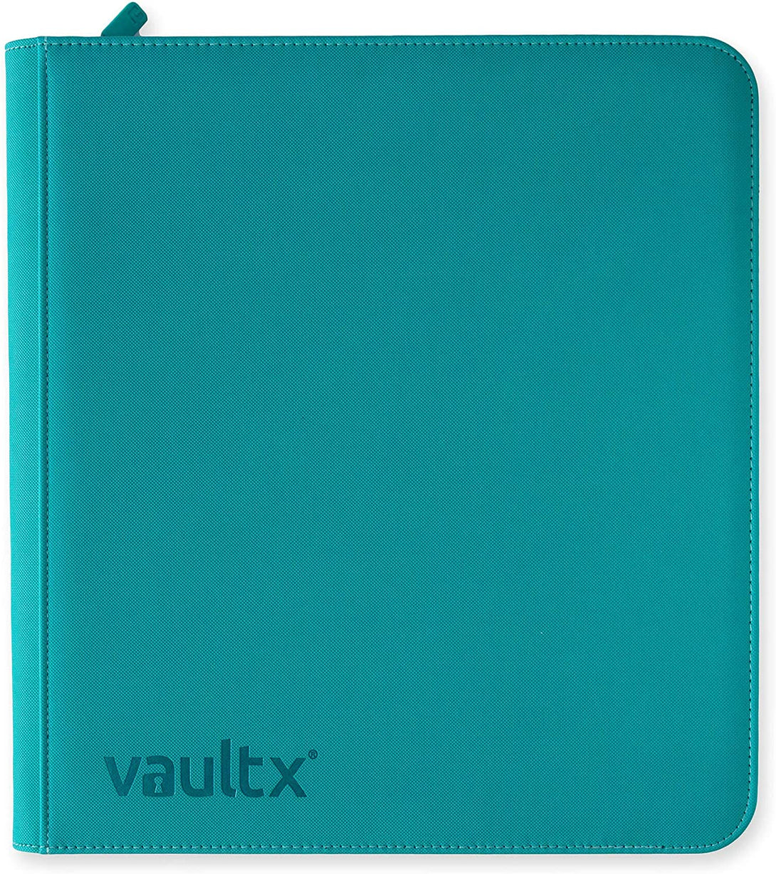 Vault X Premium Exo-Tec Zip Binder 12 Pocket, 20 Double-Sided Pages for 480 Side-Loading Slots for Board, Collectible or Trading Card Game Protective Folder Album (Teal)