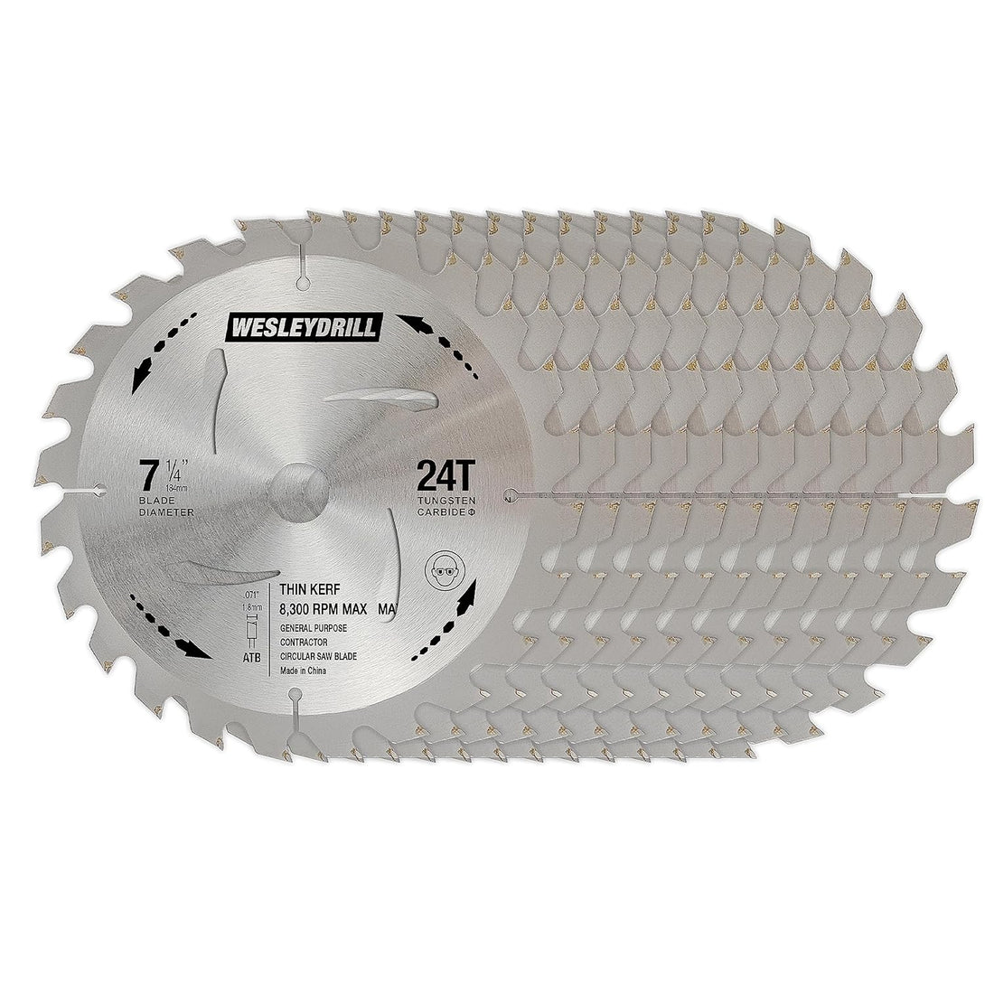 12 Packs Circular Saw Blade Set, 7-1/4" X 24-Tooth, Carbon Steel, 5/8 Inch Arbor, DIY Cutting for Wood, Laminate, Wood Composites, Veneered Plywood & Hardwoods