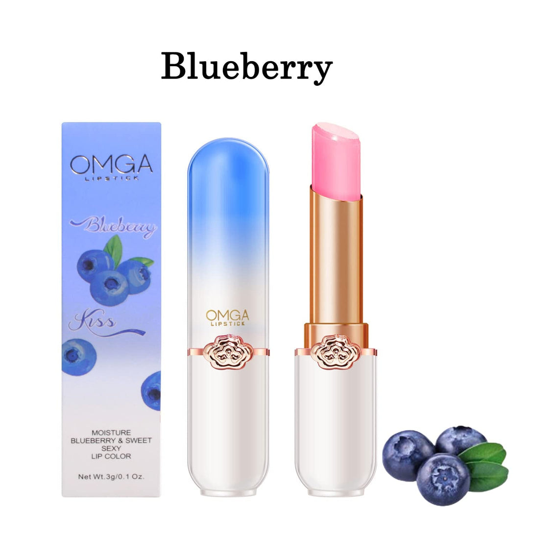 6 Pcs/Set Peach Aloe Vera Strawberry Blueberry Avocado Grape Jelly Lipstick Set Temperature Change Moisturizer Flower Lip Stick Long Lasting Nutritious Lip Balm Magic Color Change Lip Gloss