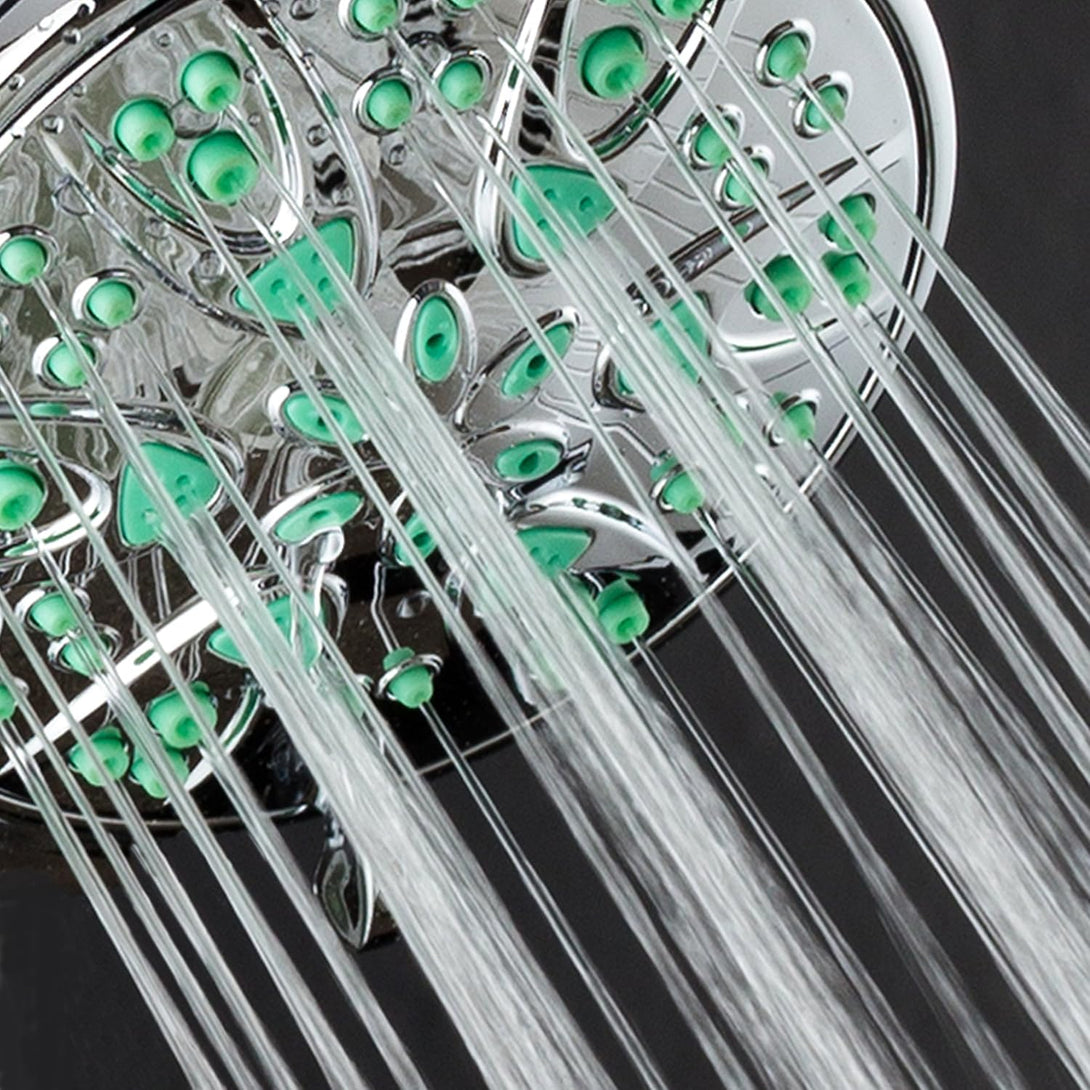 Aquadance Antimicrobial 6-Setting Shower Head, Aqua Green, 4"