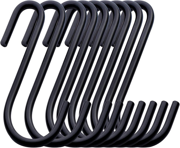 10 Pack Black S Hooks for Hanging Plants, Metal Hooks for Hanging, Small S Hooks for Hanging Heavy Duty, Durable S Shaped Kitchen Hooks for Kitchenware, Pots, Utensils, Clothes, Bags, Towels & Plants