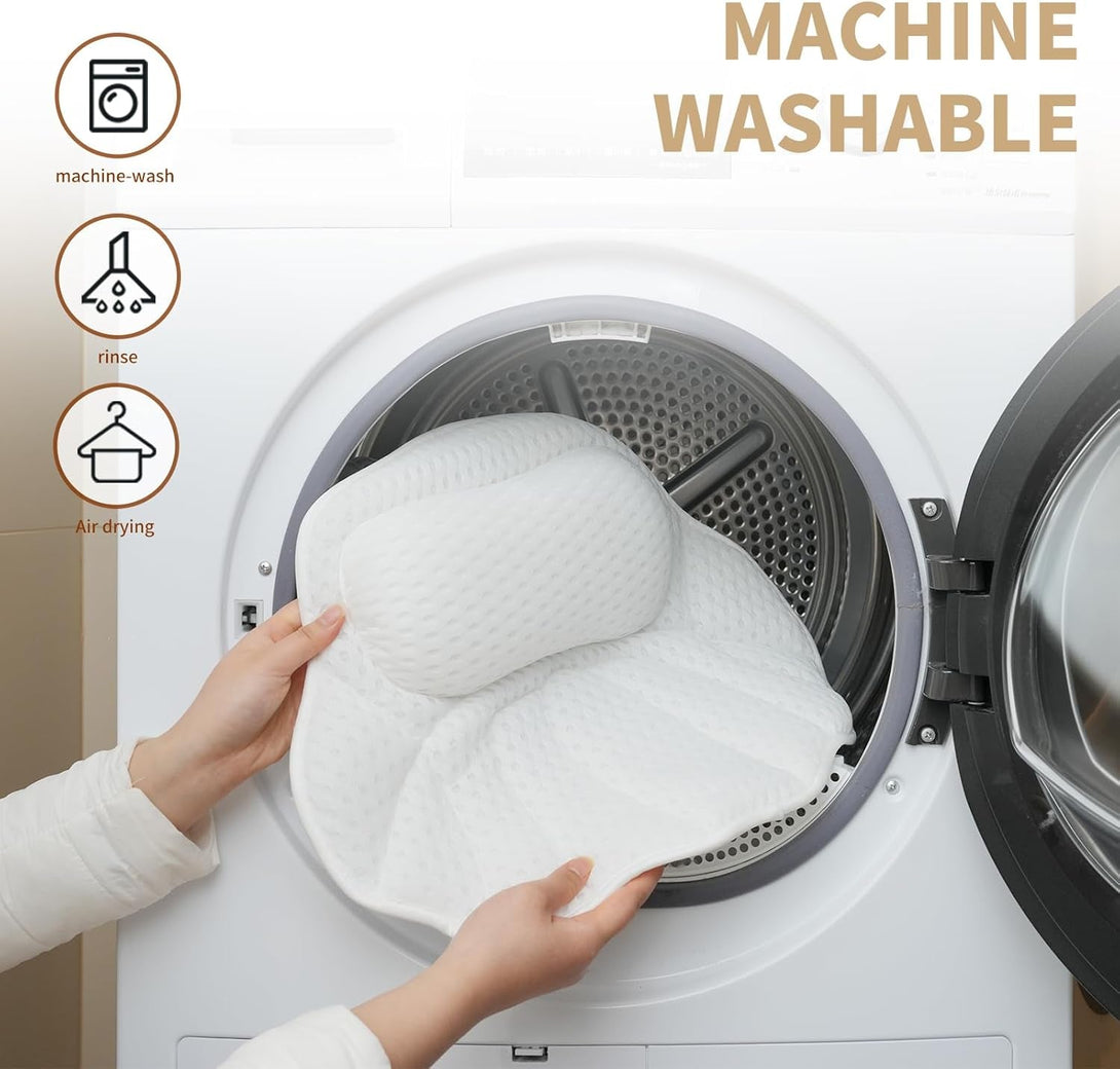 Luxury Bathtub Pillow, Mesh Bath Pillow with Suction Cups ，Bathtub Pillow for Women Relaxing, Bath Pillows for Tub Neck and Back Support,Fits All Bathtub(M002) (White)