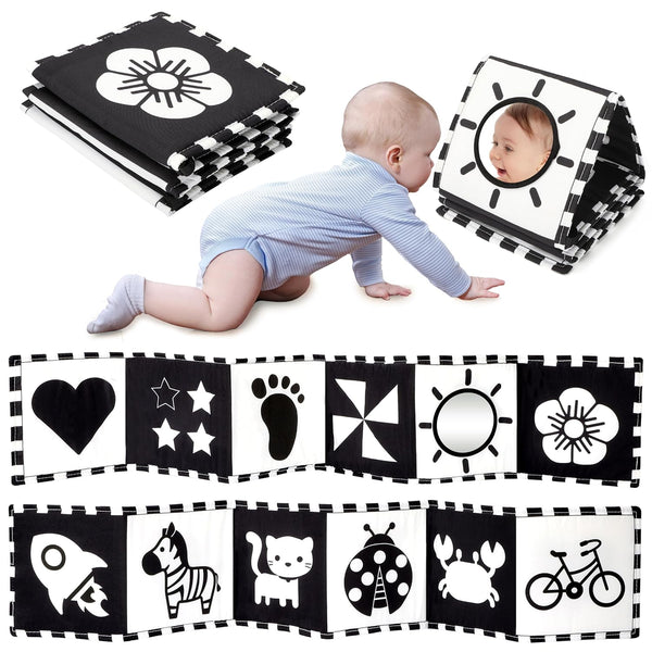 URMYWO Black and White Baby Toy, High Contrast Baby Toys for Newborn 0-3 Months, Tummy Time Toys, Infant Book Toys 0-6 Months Visual Stimulation, Chrismas Shower Gift for Boy Girl, Stocking Stuffers