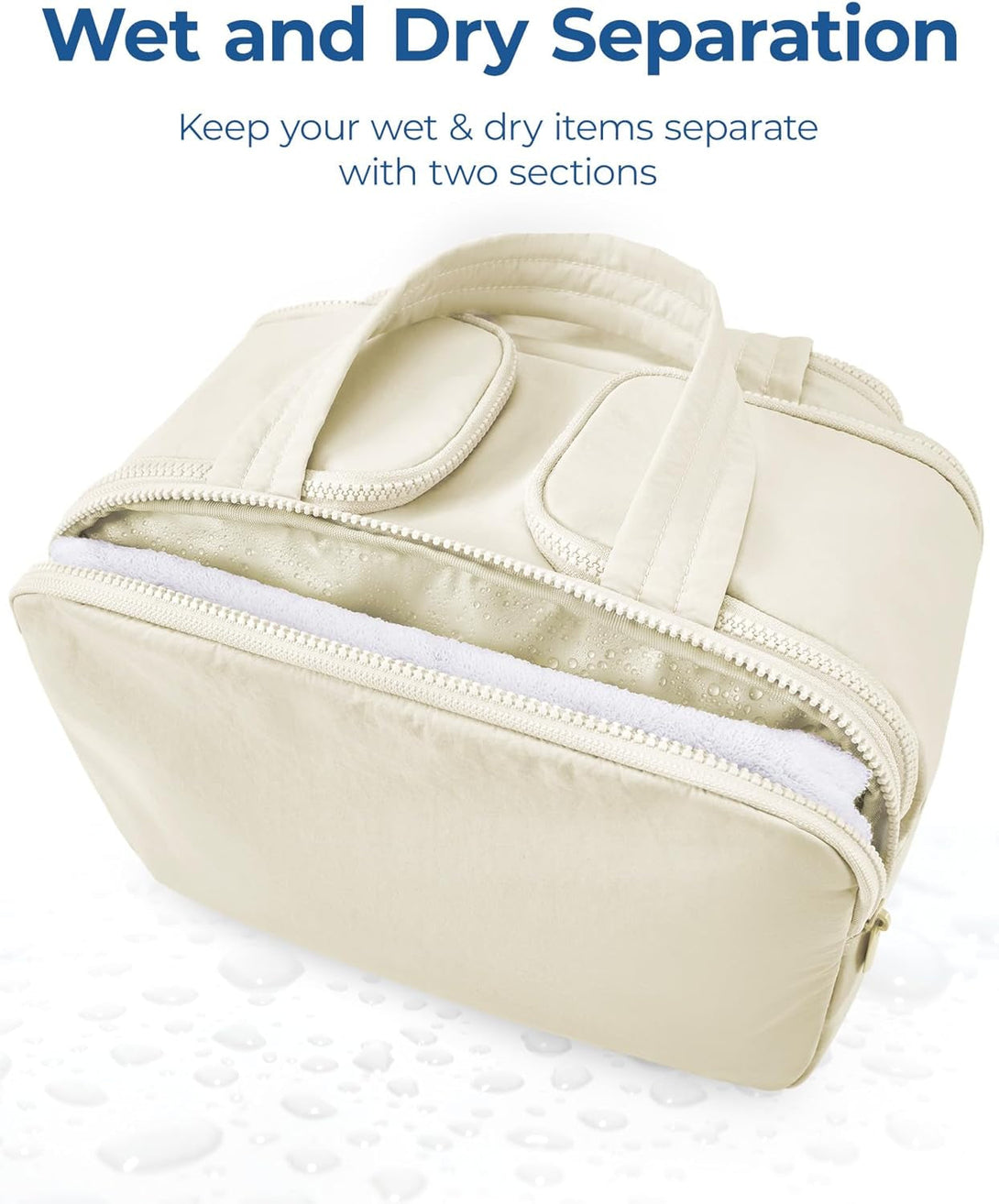 BAGSMART Travel Toiletry Bag, Lightweight Large Wide-Open Travel Bag for Women, Puffy Cosmetic Makeup Bag Organizer with Handle for Accessories,Essentials, Toiletries, Grayish Brown