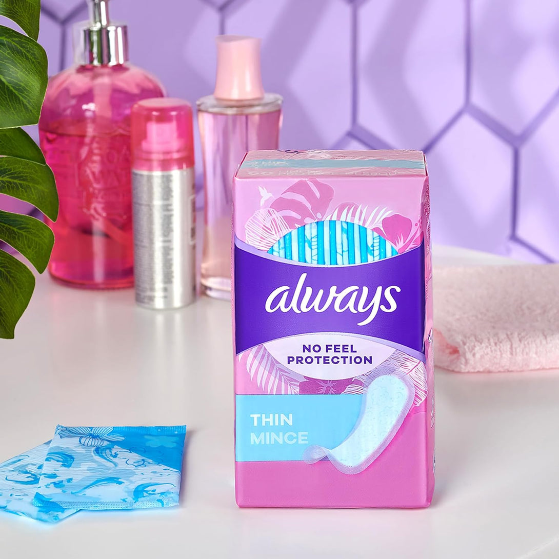 Always Thin Daily Panty Liners for Women, Light Absorbency, Unscented, 162 Count (Packaging May Vary)