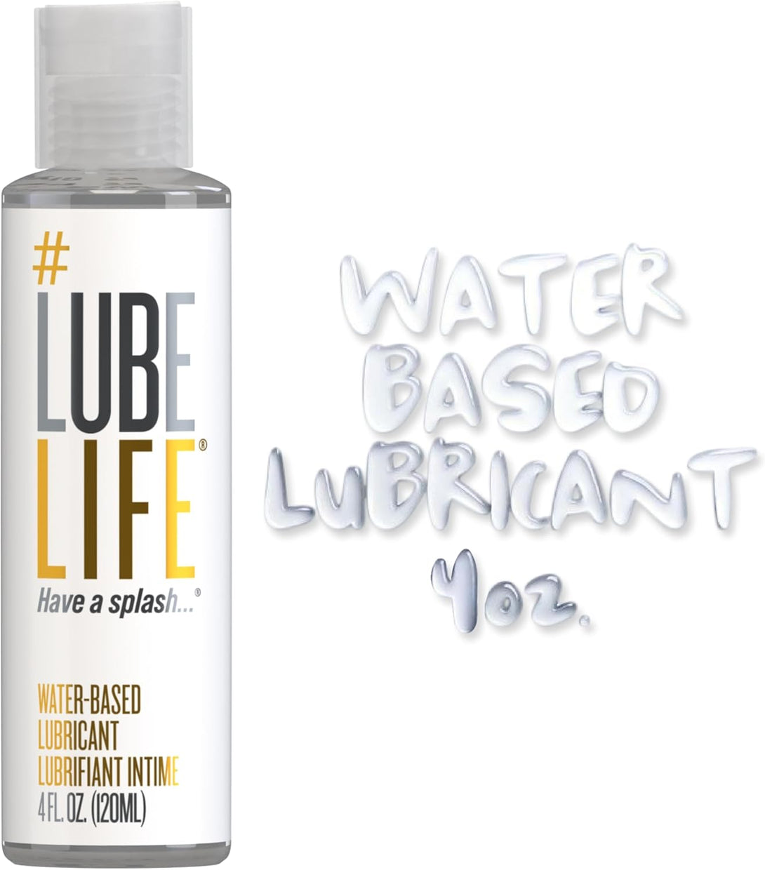 Lube Life Water-Based Personal Lubricant, Lube for Men, Women & Couples, Non-Staining, 4 Fl Oz