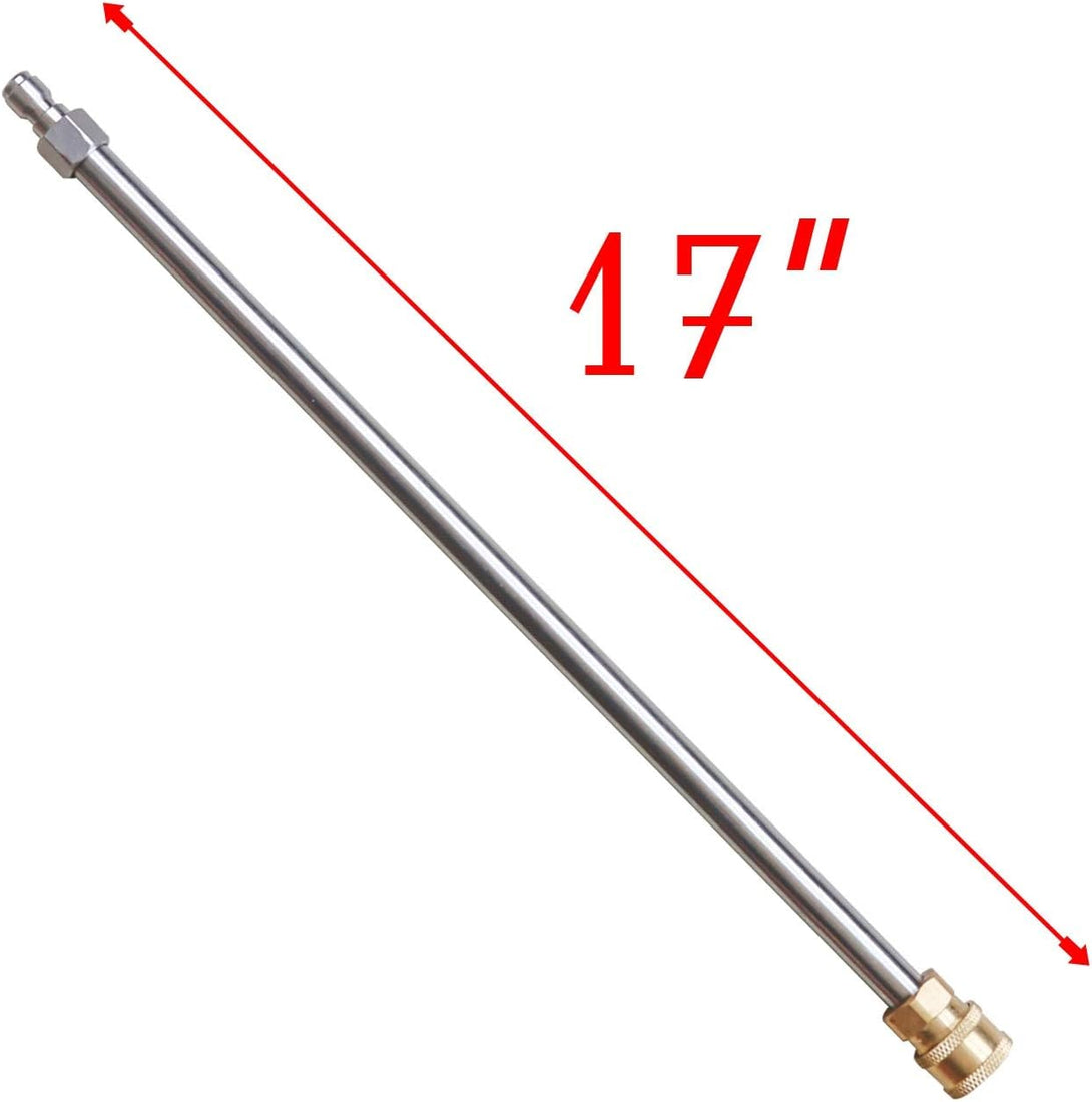 Xiny Tool Pressure Washer Extension Wand, 17 Inch Stainless Steel with 1/4" Quick Connect Power Washer Lance, 2 Pack