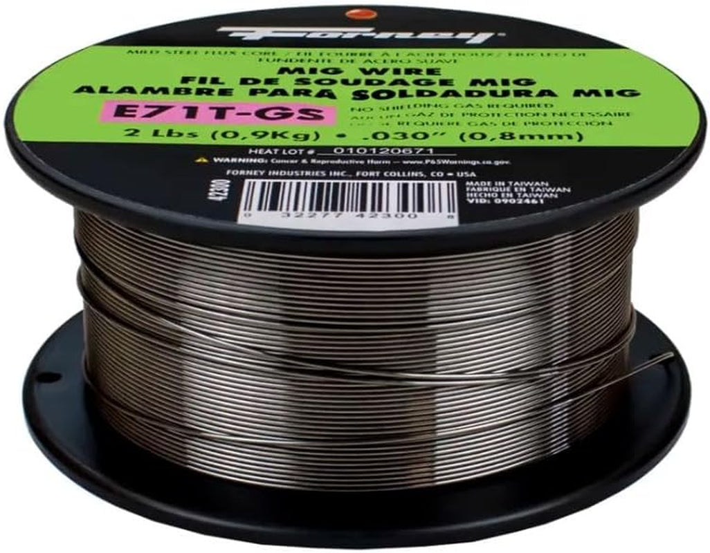 Forney 42300 Flux Core Mig Wire, Mild Steel E71Tgs.030-Diameter, 2-Pound Spool, Silver, Pack of 1