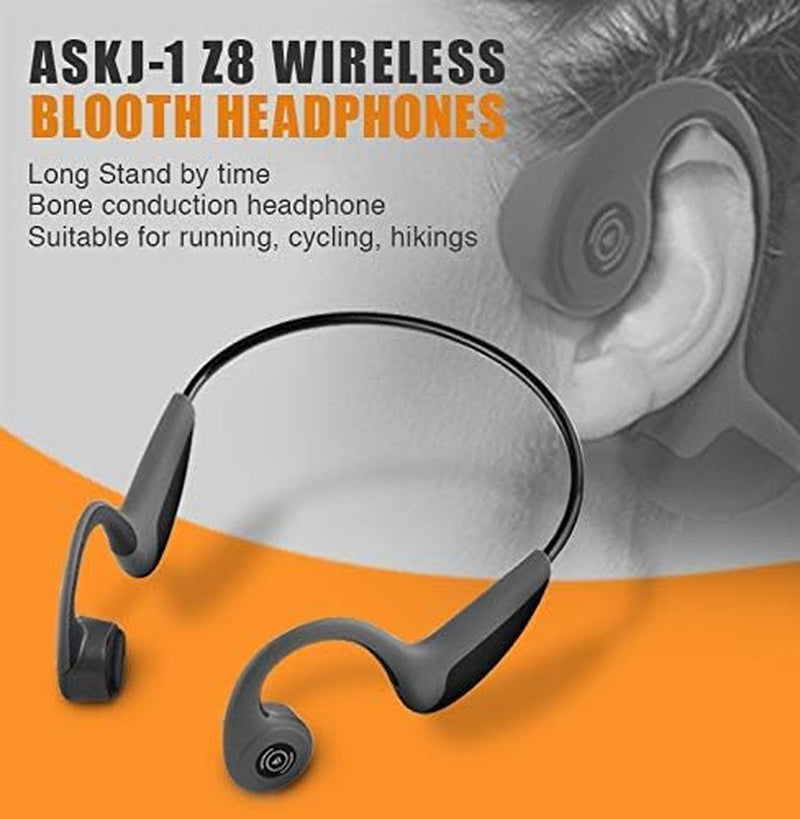 Bone Conduction Headphones Bluetooth 5.0 Open Ear Wireless Titanium Hifi Stereo with Mic Sweatproof Sports Headphones for Running Driving Cycling (Black)