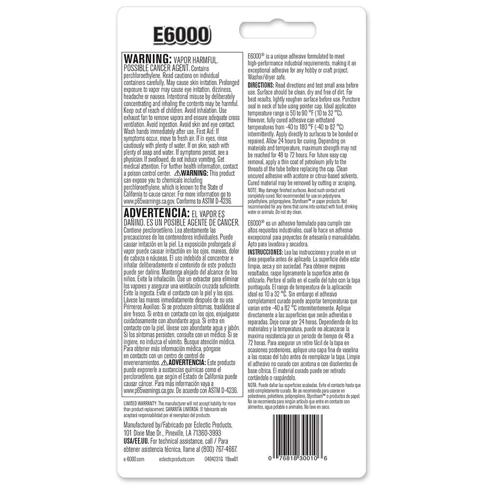 E6000 230010 Craft Adhesive, 3.7 Fluid Ounces