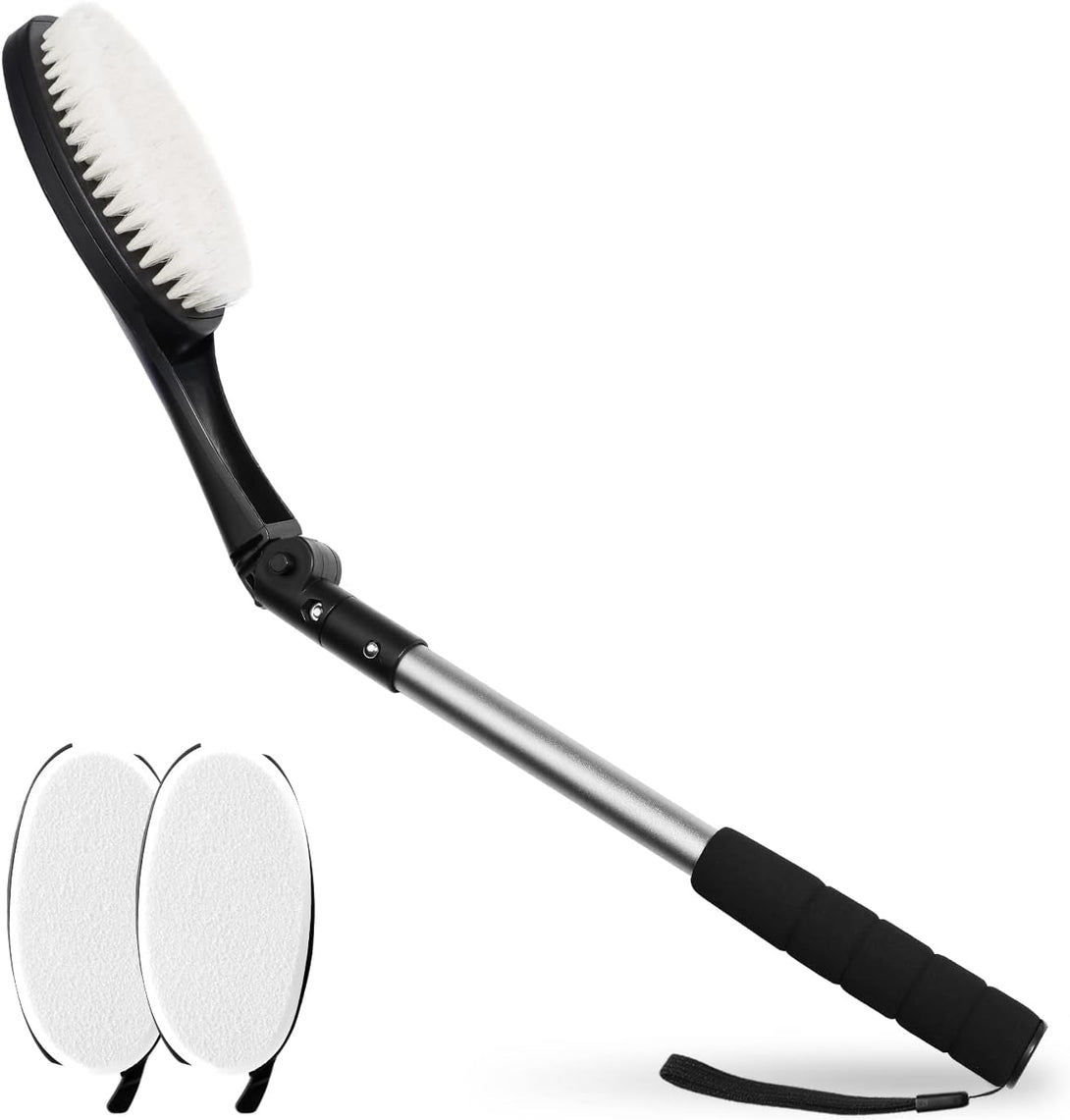 EASACE Body Brush for Back, Long Handle Bath Brush for Showering, Adjustable Head Back Scrubber, Shower Brush with Soft Bristles for Wet or Dry