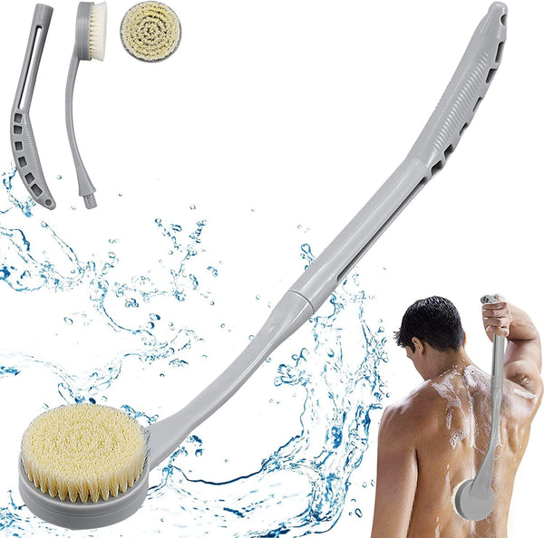 Back Brush Long Handle for Shower, 20.5â€ Back Bath Brush for Shower, Back Scrubber, Exfoliation and Improved Skin Health for Elderly with Limited Arm Movement, Disabled, Pregnant Women