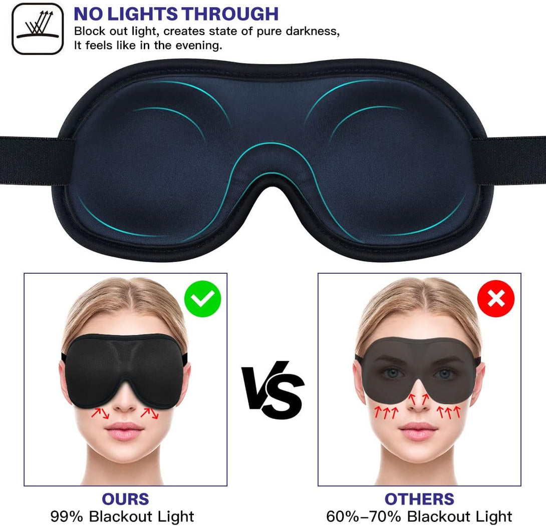 Sleep Mask for Women Men, Ultrathin Light Blocking Sleeping Mask, No Pressure on Eyes 3D Contoured Blindfold, Soft Comfort Eye Shade Cover for Travel/Naps/Yoga/Shift Work.（Black）