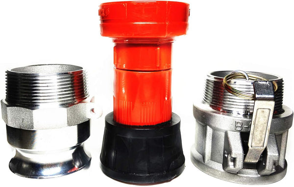 SAFBY Fire Hose Nozzle 2 Inch NPSH/NPT Thermoplastic Fire Equipment Spray Jet Fog with 2 Inch Aluminum Female and Male Fitting