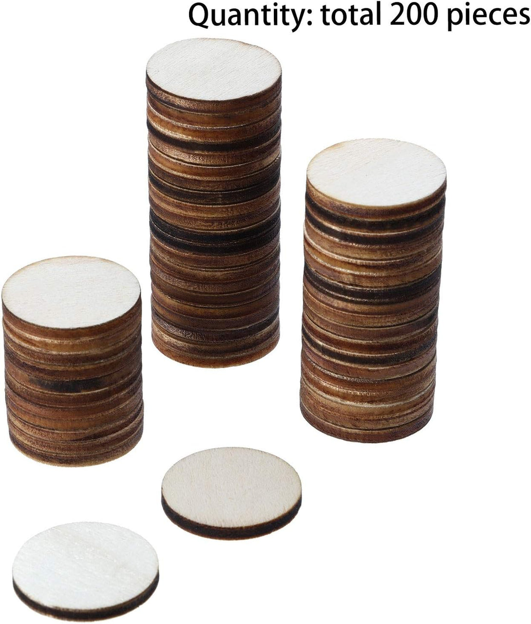 Boao 200 Pieces 1 Inch Unfinished Wood Slices round Disc Circle Wood Pieces Wooden Cutouts Ornaments for Craft and Decoration