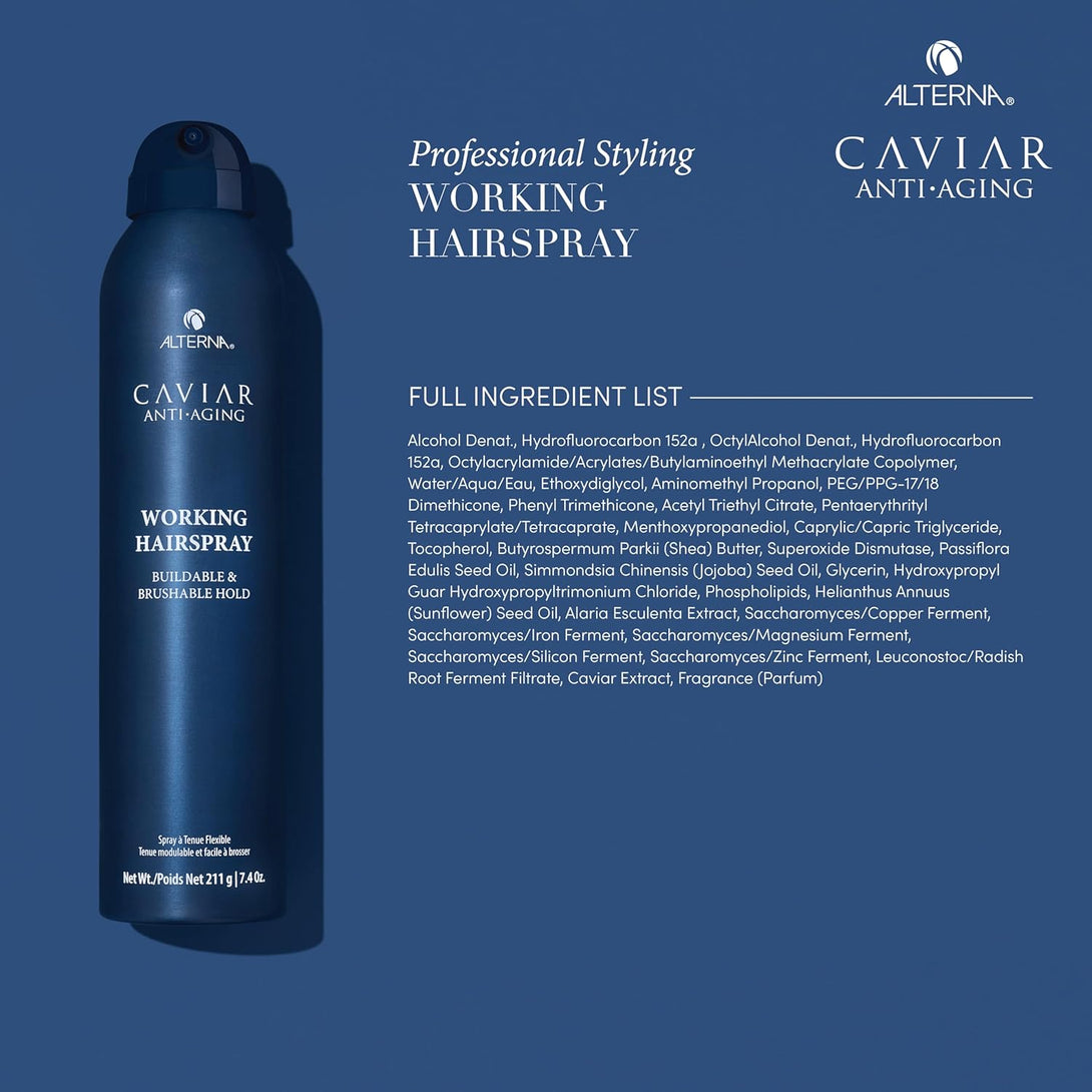 CAVIAR Anti-Aging Working Hairspray | Buildable, Brushable Hold | Helps Control Frizz & Adds Shine | Sulfate Free