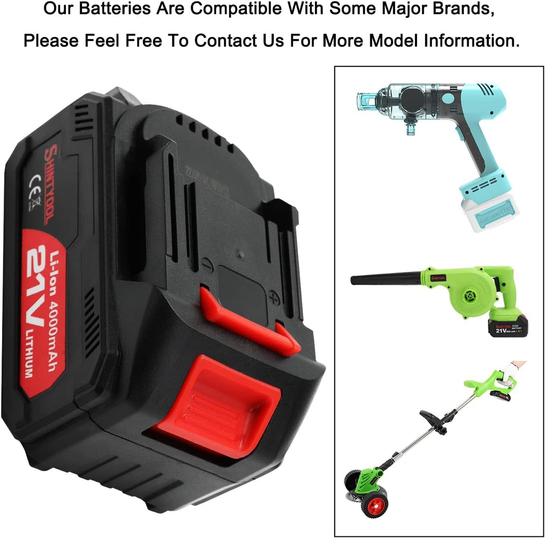 21V Lithium Battery - 4.0 Ah Battery with Charger Adapter Led Indicator Compatible with Leaf Blower