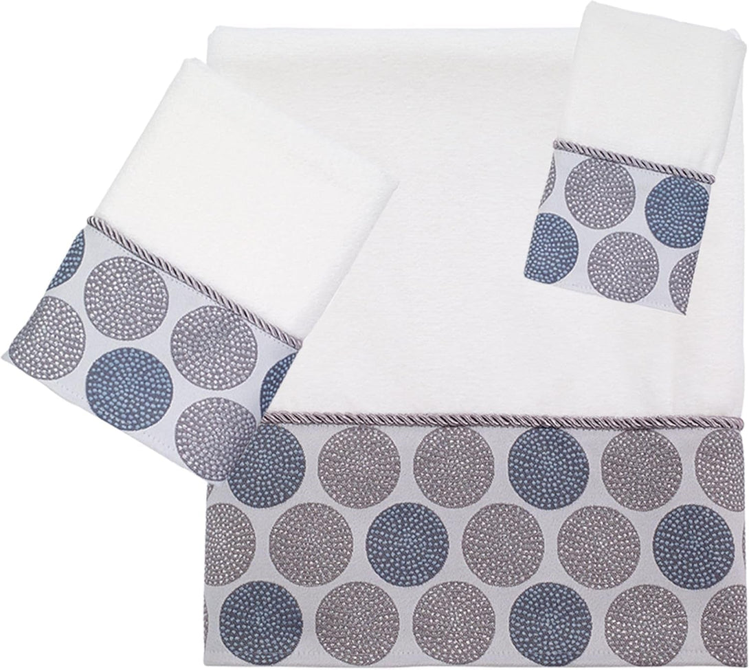 Avanti Linens - Washcloth, Soft & Absorbent Cotton Towel (Dotted Circles Collection, Mineral)