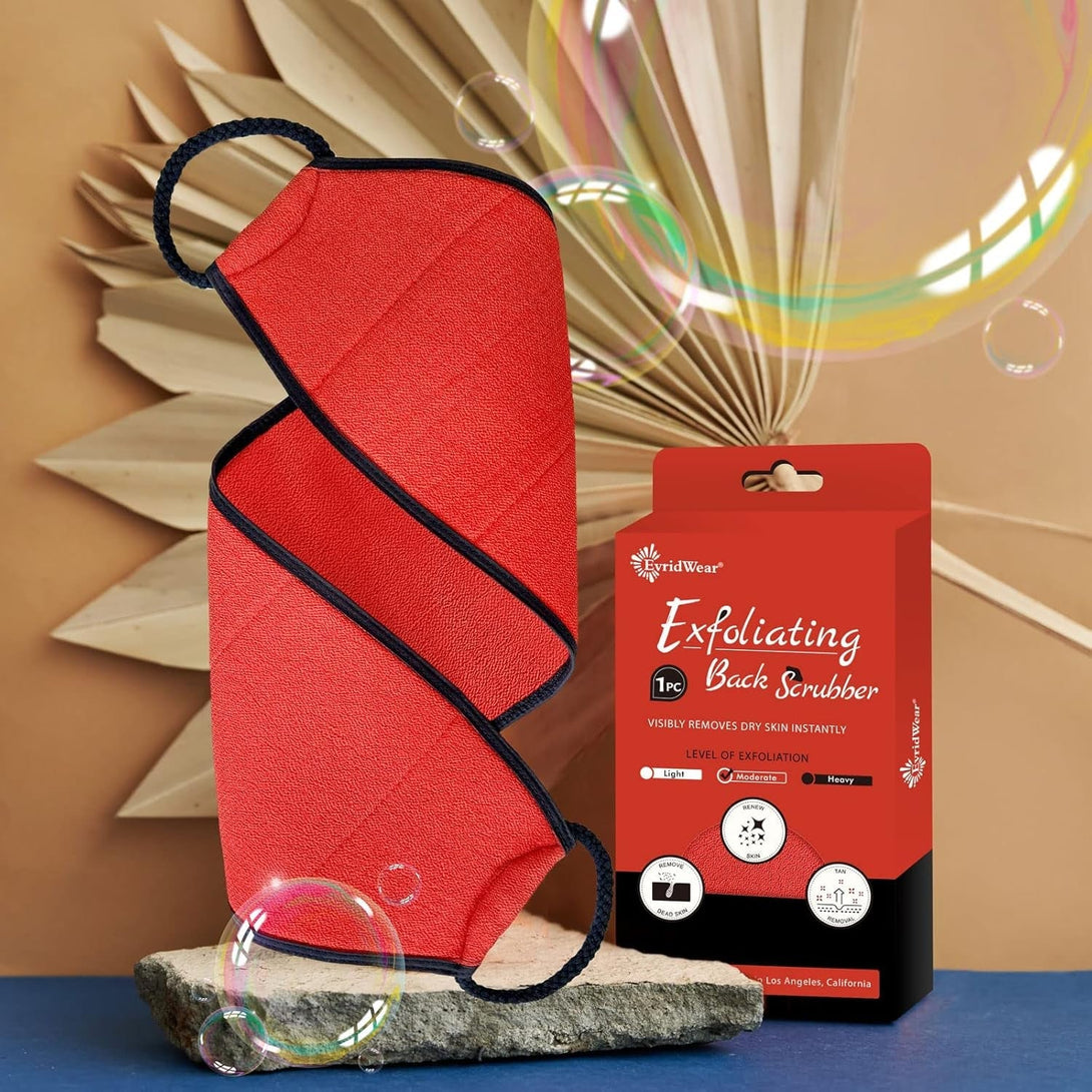 Evridwear Exfoliating Body Scrubber with Handles Back Washer Back Scrubber for Shower Bath Dry Skin Whole Body Deep Clean Men Women(Moderate)