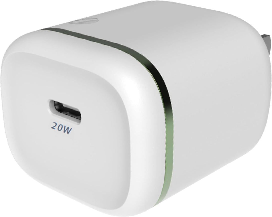 AT&T USB-C Wall Charger Fast Charging Power Adapter Foldable Prongs Travel-Friendly for Compatible with Iphone Ipad Samsung Galaxy Google Pixel (20W White)
