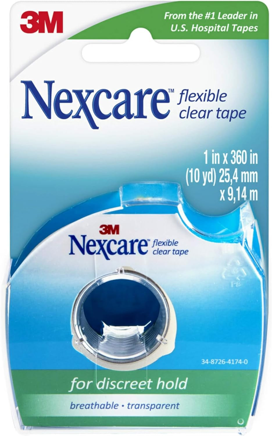 Nexcare Flexible Clear Tape, Waterproof Transparent Medical Tape, Secures Dressings and Catheter Tubing - 1 in X 10 Yds, 1 Roll of Tape