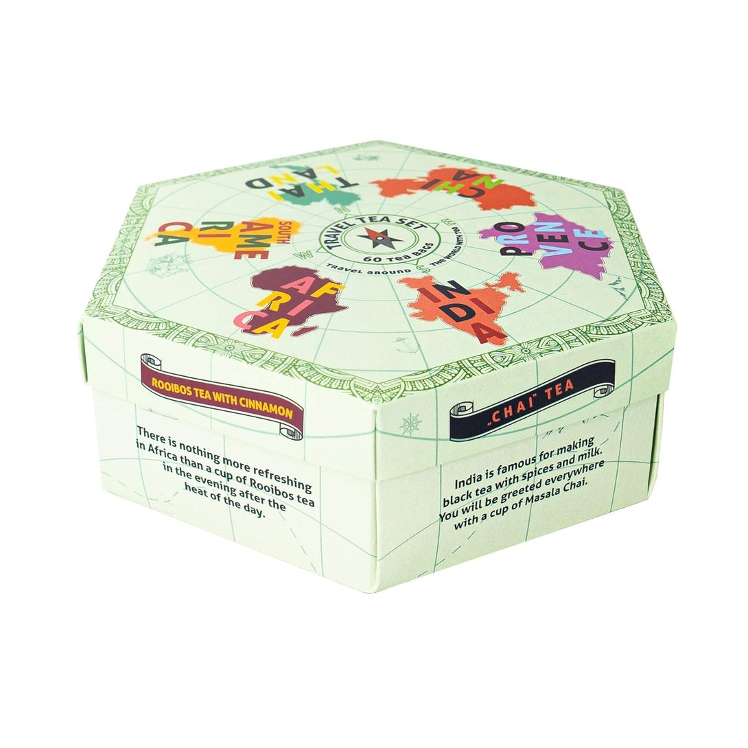 ACORUS Travel Tea Set | Round-The-World Trip of Your Dreams with Selection of Teas You Have Never Tasted before | Assorted Tea Gift Set | Herbal and Fruit Variety Pack | 60 Tea Bags