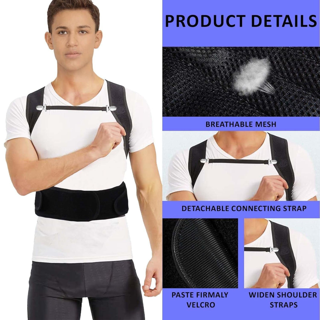 Back Brace Posture Corrector for Women and Men, Full Back Support Straps Straightener, Hunchback Improve Posture-Shoulder, Lumbar and Upper Lower Back Pain Relief (Large)