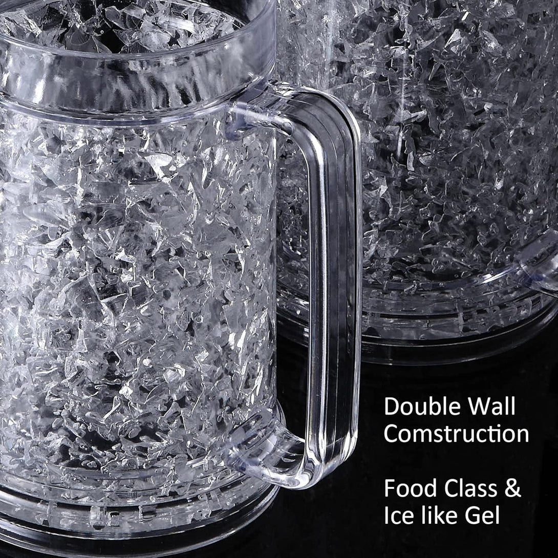 Double Wall Freezer Mug Frosty Mug Insulated Ice Cup with Gel 16Oz/450Ml (Set of 4)
