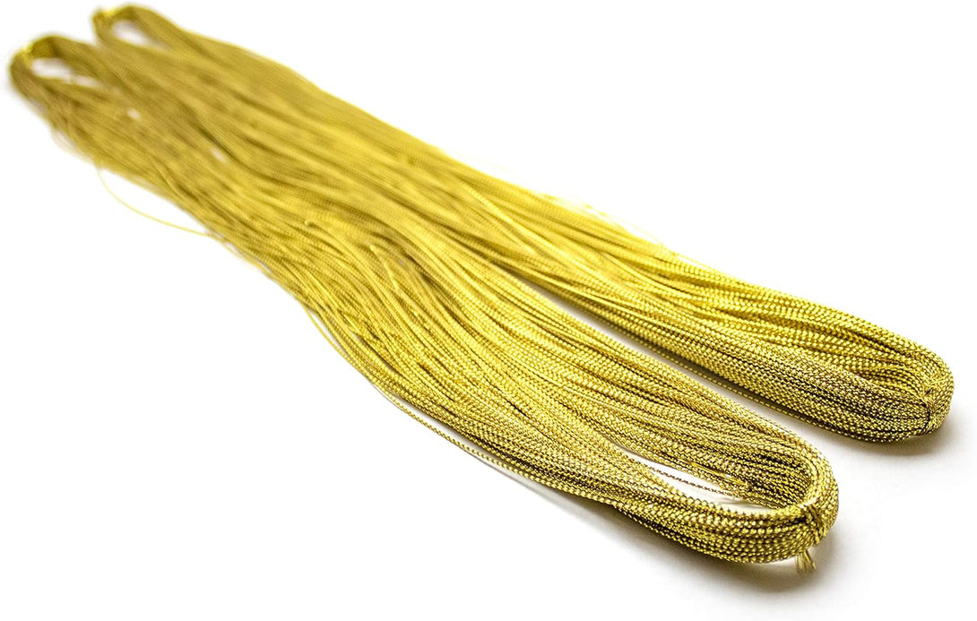 Bastex Metallic Gold String 656 Feet (218 Yards). Gold Cord for Jewelry, Thread for DIY Arts and Crafts, Twine for Gift Wrapping, Gifts, Hair Braiding String, Wedding Decorations and More.