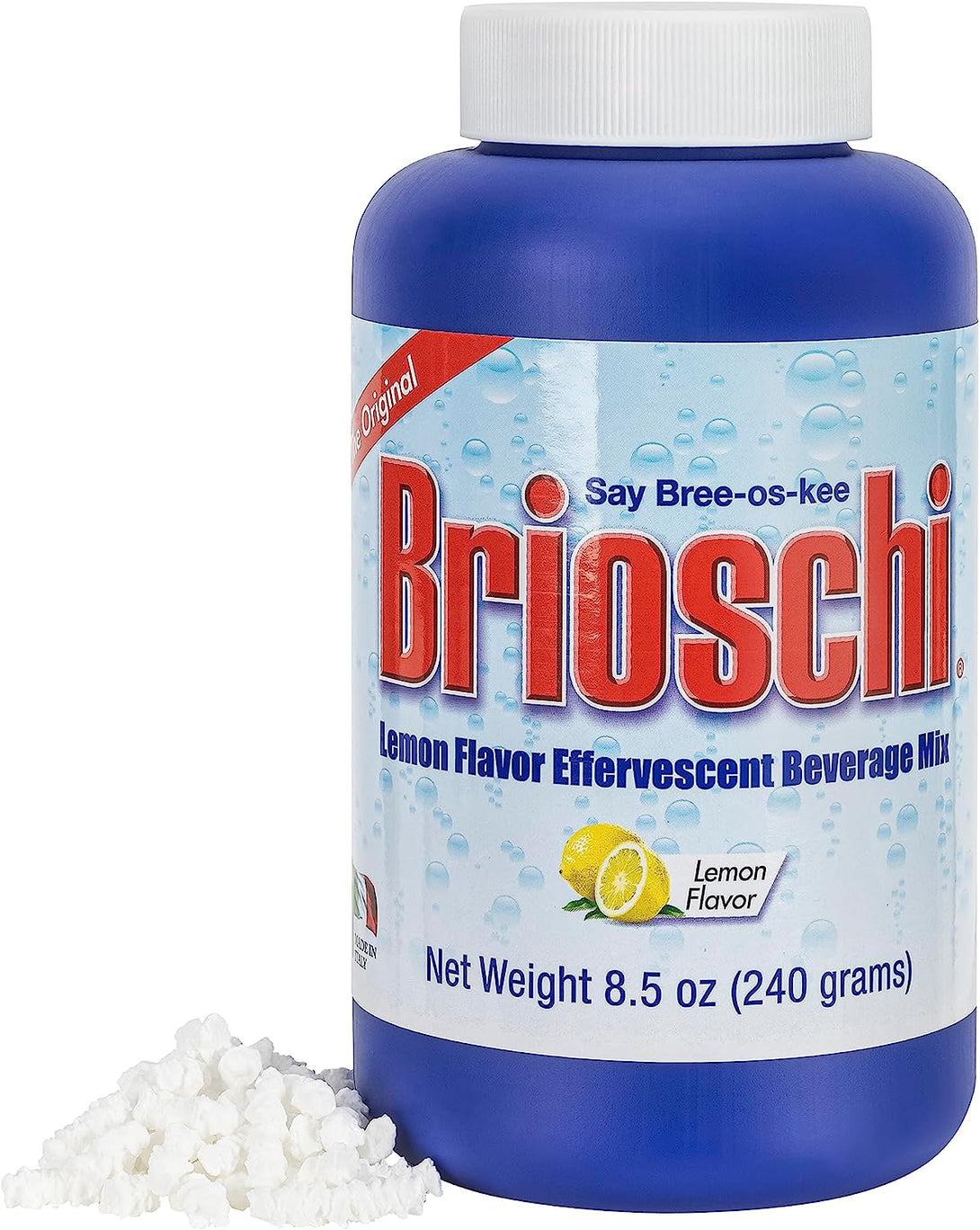 Brioschi Italian Lemon Flavored Effervescent Heartburn, Upset Stomach, Acid Indigestion, 8.5 Oz Bottle (Pack of 3)