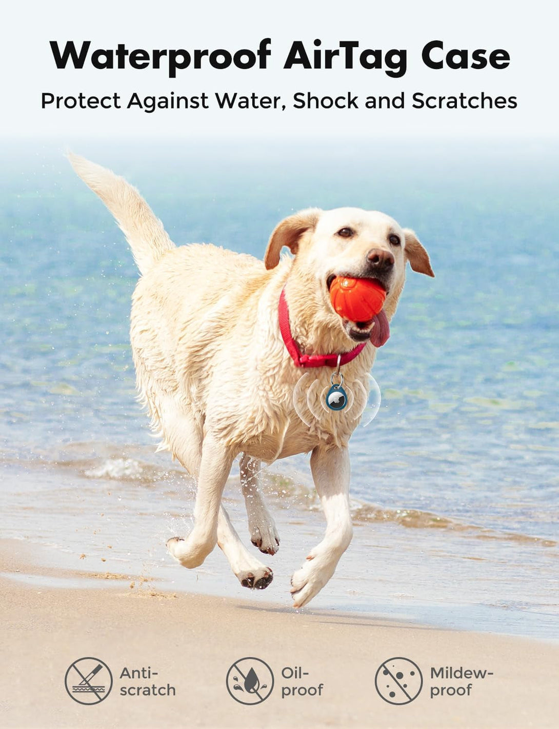 Unbreakcable Holder for Apple Airtag - 4 Pack [Fit Tightly Design] [Easy to Install] [Hold Air Tag Securely] Waterproof TPU Protective Case with 304 Stainless Steel Keychain Key Ring, Black+Blue