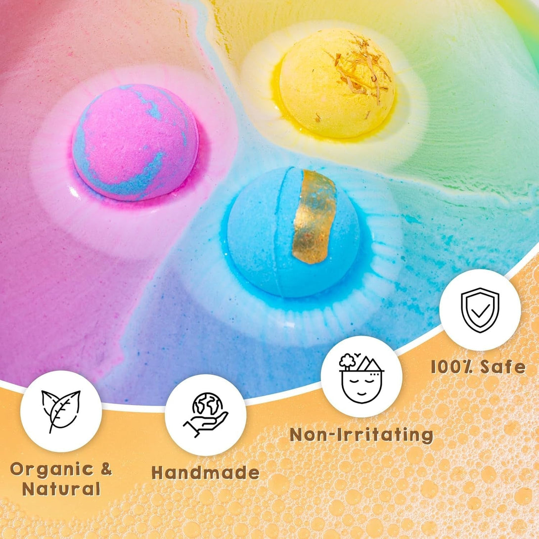 Bath Bombs for Women Gift Set, 12 Pack Handmade Bath Bombs Salt Balls, Perfect for Bubble Spa Relaxing, Moisturizing Dry Skin, Stress Relief, Birthday Valentines Gifts Idea for Men Women