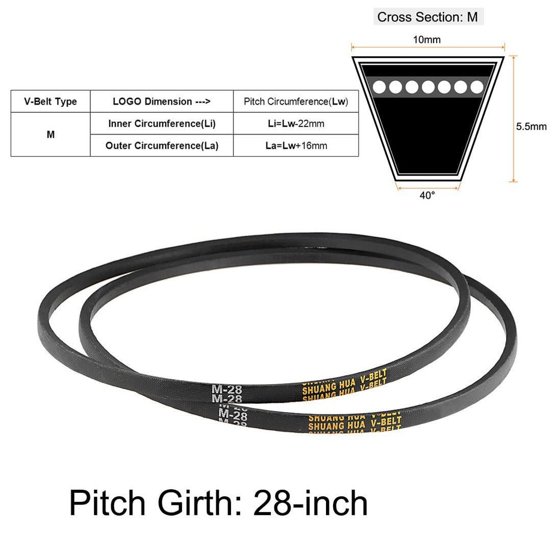 Uxcell M-28 Drive V-Belt Industrial Power Rubber Transmission Belt 28 Inch Pitch Girth 10Mm Width 5.5Mm Height JIS Standard 2Pcs