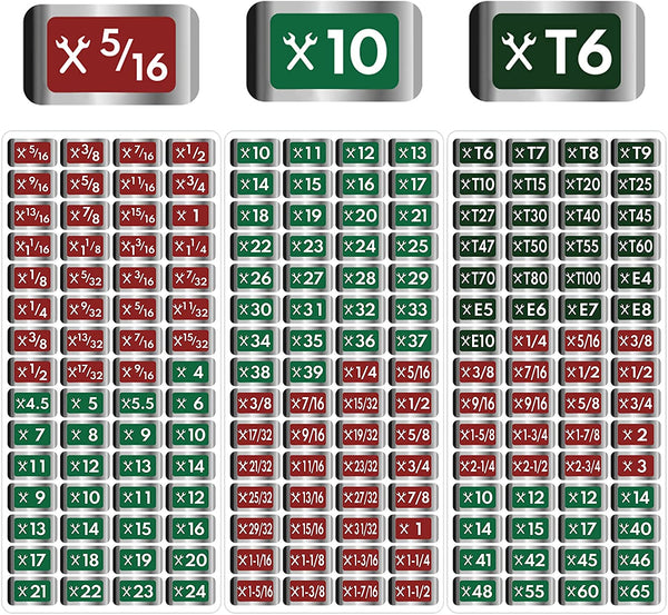 Gersoniel 180 Pcs Tool Box Labels Toolbox Stickers and Decals Label, Wrench Size Labels, Chrome Socket Labels, Socket Size Stickers, Chrome Foil Labeling Set for Socket Sets Tools, 3 Colors