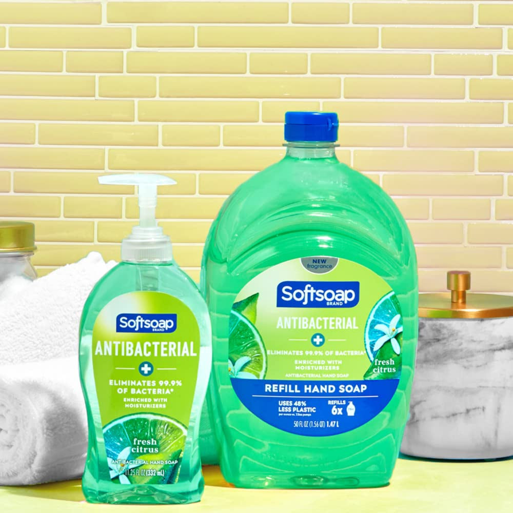 Softsoap Antibacterial Liquid Hand Soap, Fresh Citrus Scent Hand Soap, 11.25 Ounce, 6 Pack