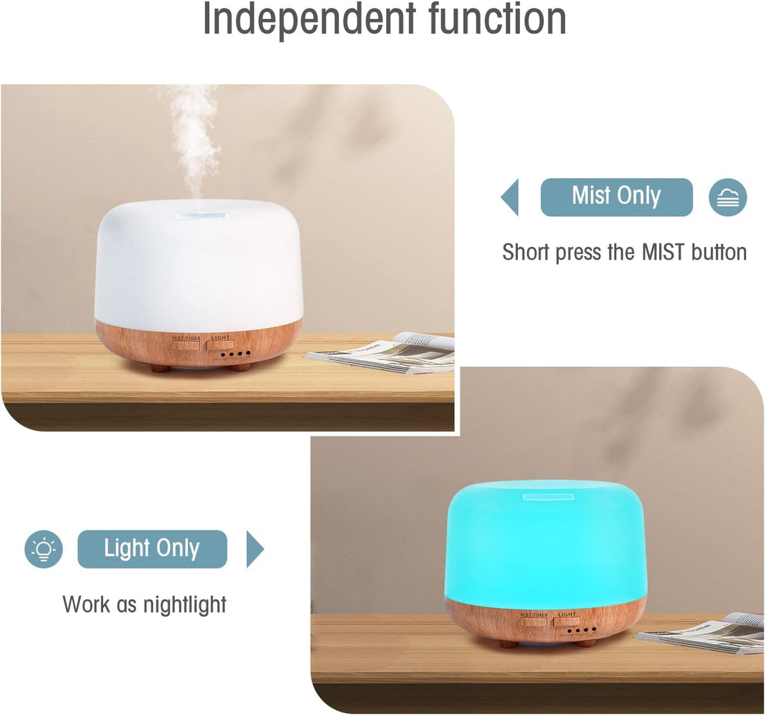 Aromatherapy Essential Oil Home Diffuser with Remote Control, 300ML Large Room Cool Mist Air Humidifier, 8 Hours Quiet Operation, Timer, 7 Colors LED Night Night，Suitable Home,Yoga.