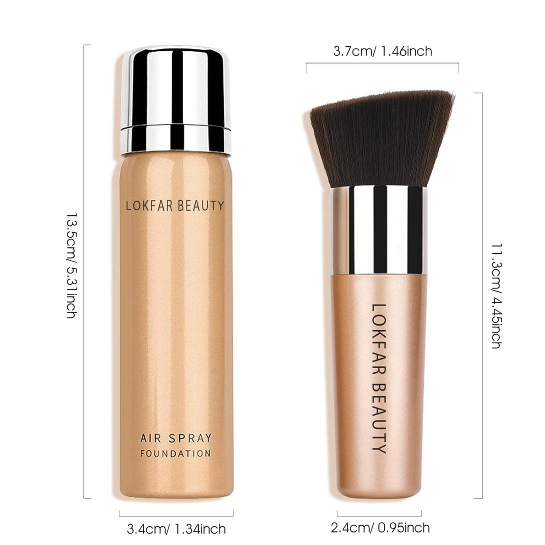 Airbrush Foundation Spray, Silky Mist Spray Makeup Kit with Brush, Full Coverage Foundation for Smooth Radiant Finish, Formula Breathable Lightweight Hydrating | #02 Nude