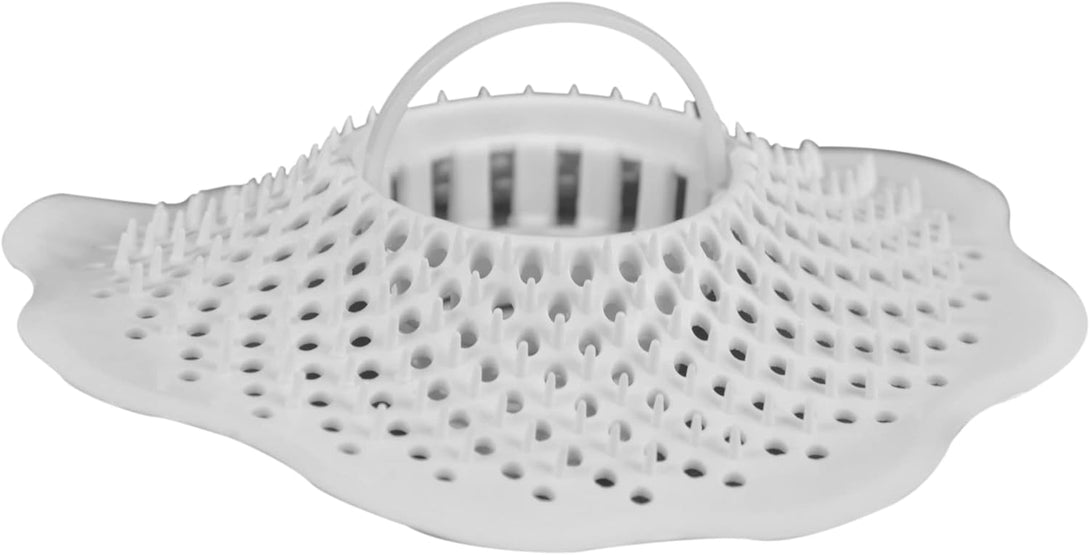 DANCO Tub Drain Protector Hair Catcher | Strainer | Bathtub Drain Snake, Snare and Auger | Hair Drain Clog Prevention | 3-Pack (10876), White