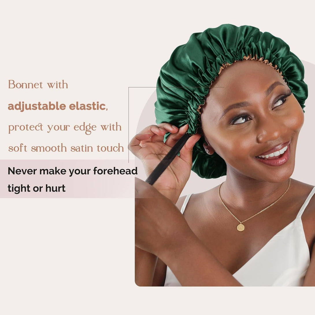 YANIBEST Double Layer Satin Bonnet Silk Bonnet Adjustable Hair Bonnet for Sleeping Bonnets for Women Curly Natural Hair Mom