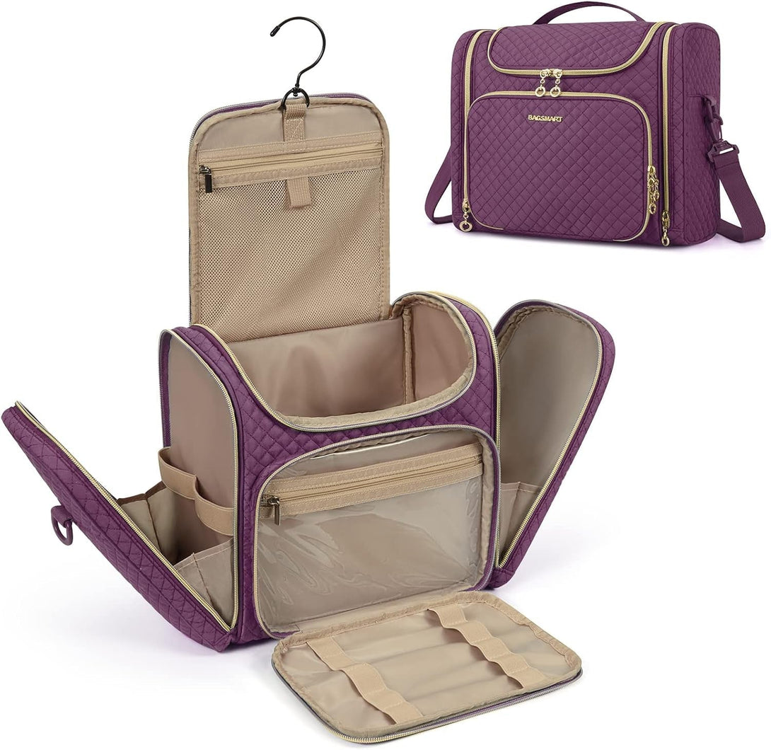 BAGSMART Toiletry Bag, Travel Toiletry Bag for Women, Water-Resistant Cosmetic Makeup Bag, Large Capacity Travel Organizer Door Room Essentials for Full Sized Toiletries and Cosmetics