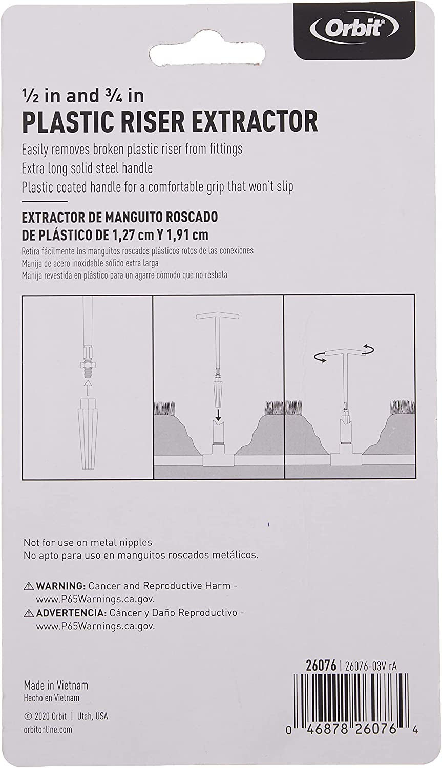 Orbit Sprinkler System 1/2-Inch & 3/4-Inch Plastic Pipe Nipple Extractor 26076