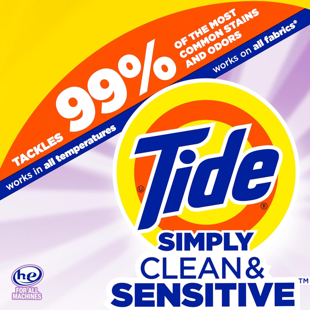 Tide Simply Clean & Sensitive Laundry Detergent, Cool Cotton Scent, 89 Loads, 117 Fl Oz