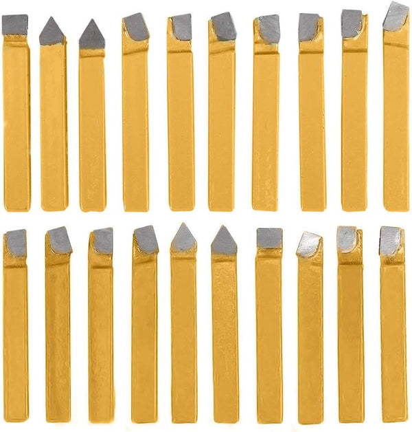20Pc 1/4" Carbide Tip Tipped Cutter Tool Bit Cutting Set Lathe Tool Bits for Metal Lathe Tooling