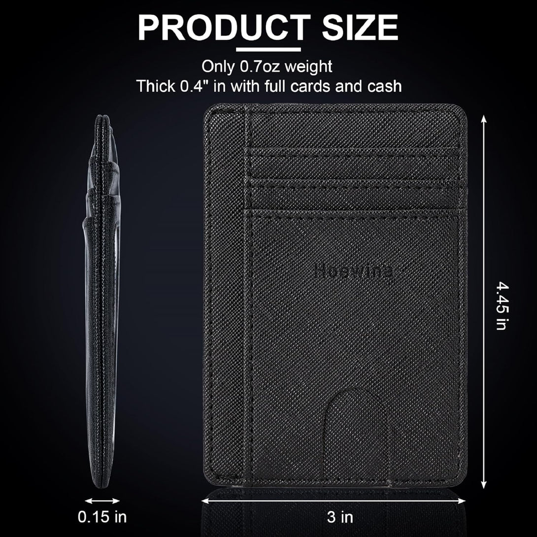 Hoewina Wallet for Men, Credit Card Holder, Slim Minimalist Wallet, Front Pocket RFID Blocking Leather Thin Wallet for Men and Women(Cross Black)
