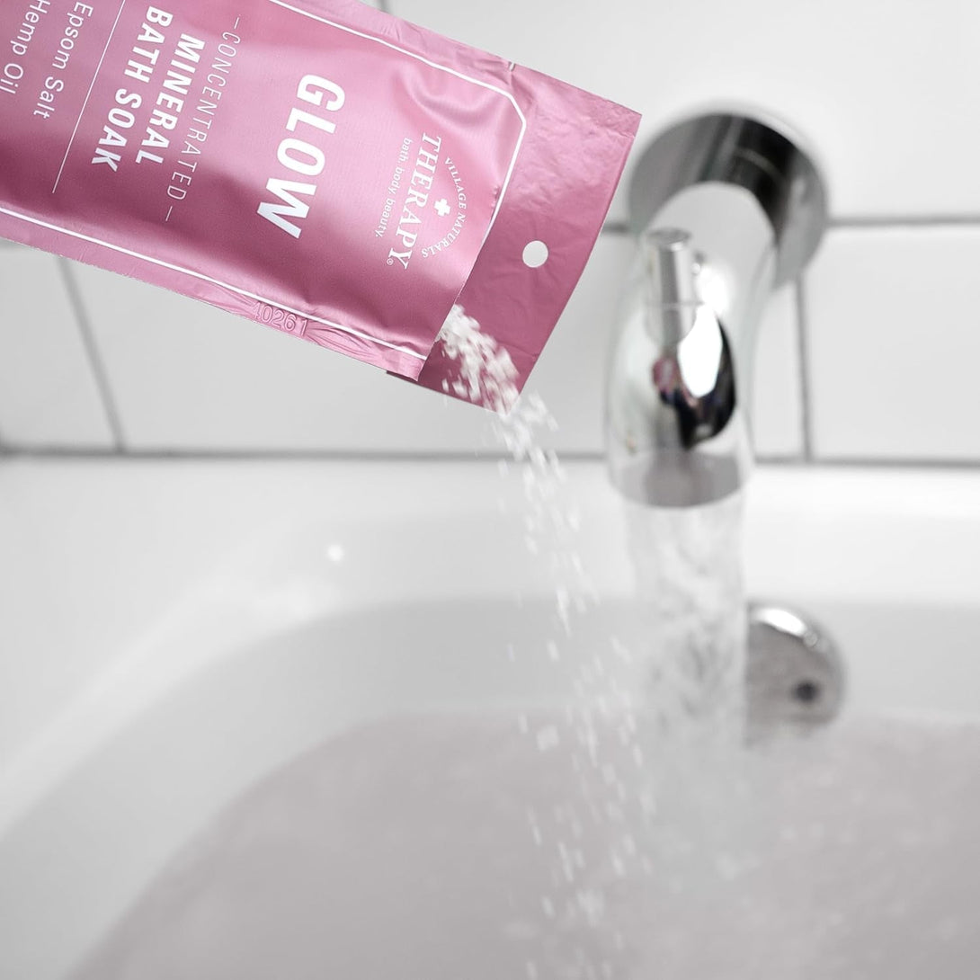 Village Naturals Therapy Glow Concentrated Mineral Bath Soak, Moroccan Melody Scent, 2 Oz, Pack of 12