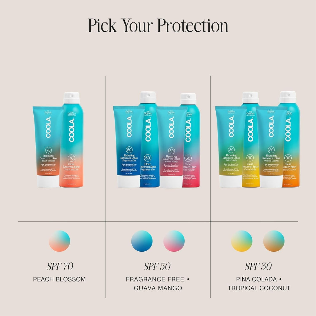 COOLA Organic Sunscreen SPF 50 Sunblock Spray, Dermatologist Tested Skin Care for Daily Protection, Vegan and Gluten Free, Fragrance Free
