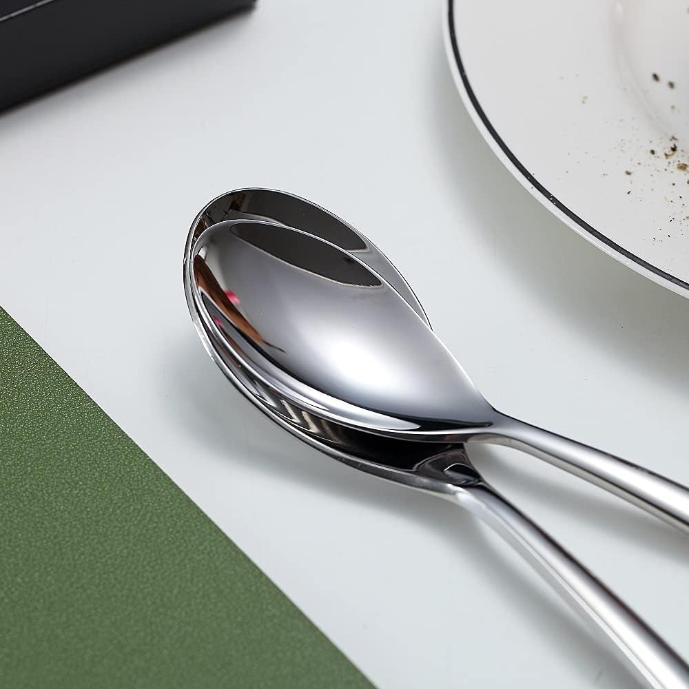 Dinner Spoons 6 Piece, 8.1'' Stainless Steel Tablespoons, Soup Spoons, Dessert Spoons, Spoons Silverware for Home, Kitchen or Restauran,Dishwasher Safe (Silver)